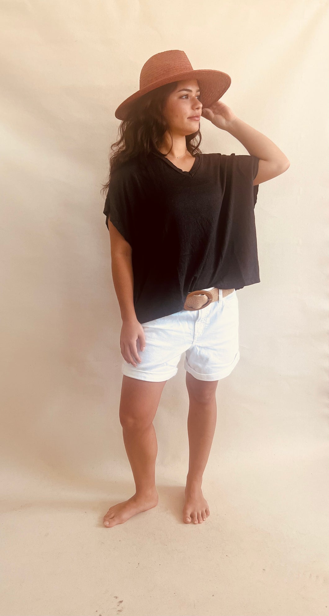 Adel Oversize Linen Tee Shirt Choco