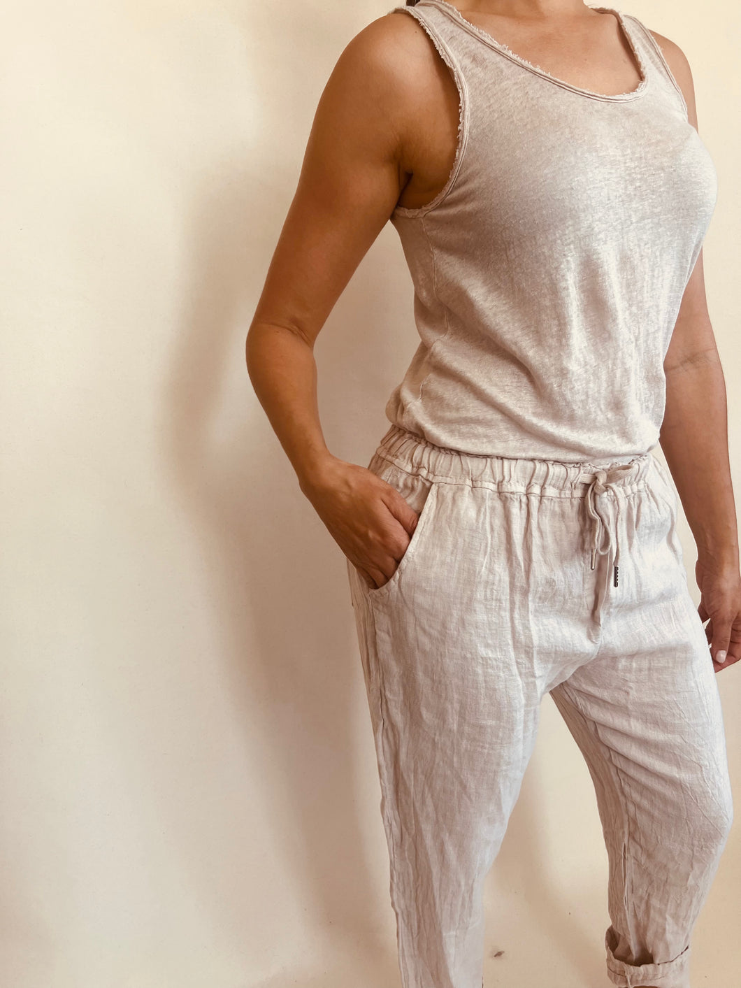 Adel Linen Tank Beige