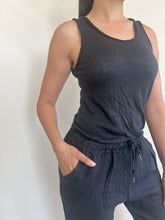 Adel Linen Tank Charcoal