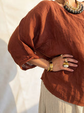 Zoe Linen Gauze top Tabacco