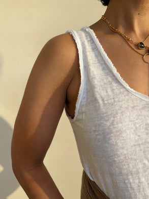 Adel Linen Tank in White