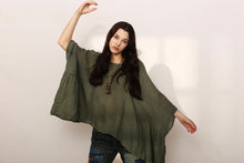 Luna Oversized Linen Top Green