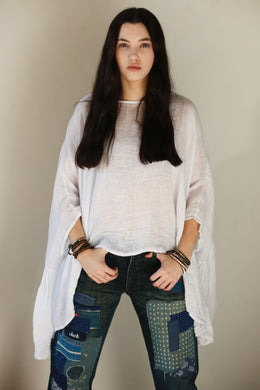 Luna Oversized Linen Top White