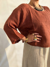 Zoe Linen Gauze Crop Top Tabacco