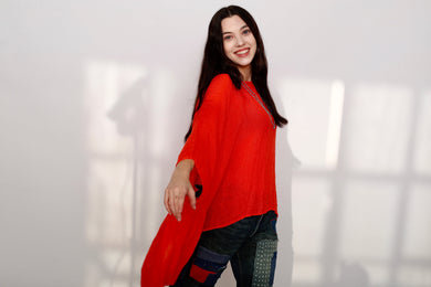 Luna Oversized Linen Top Orange