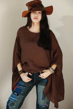 Luna Oversized Linen Top Brown