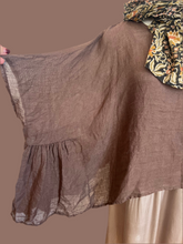 Luna Oversized Linen Top Brown