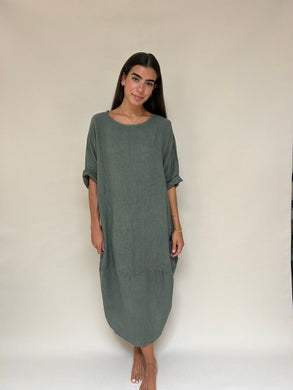 Charlotte Linen Dress Green