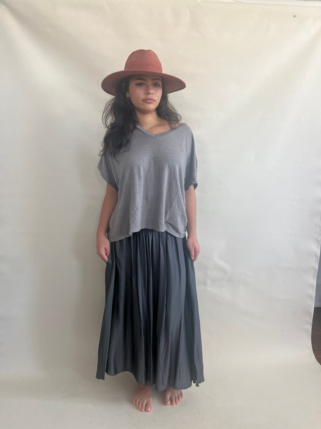 Juliette Silk Skirt Charcoal