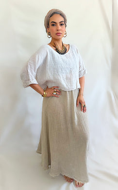 Zoe Linen Gauze Crop top Beige