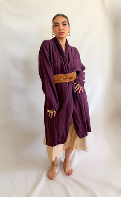 Georgia Linen Duster in Burgundy
