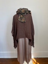 Luna Oversized Linen Top Brown