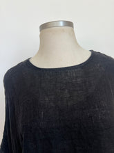 Luna Oversized Linen Top Black