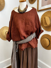 Zoe Linen Gauze top Tabacco