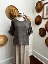 Zoe Linen Gauze top Taupe