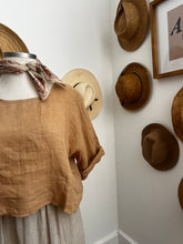 Zoe Short Linen Gauze CropTop Camel