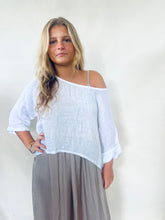 Zoe Linen Gauze Crop Top White