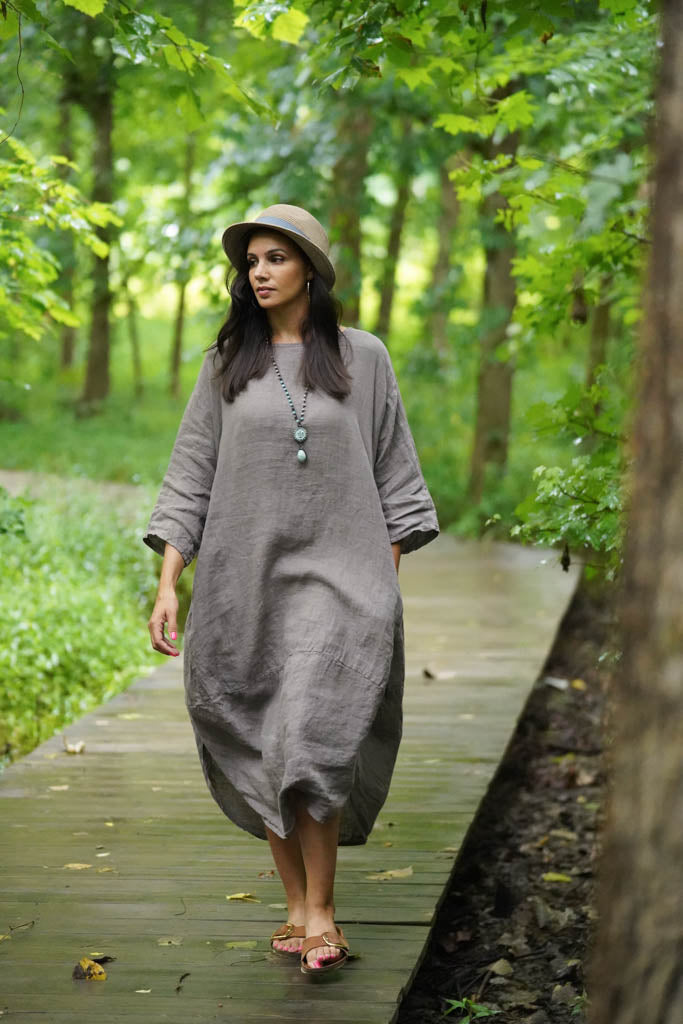 Charlotte Linen Dress Taupe Charlotte Linen Dress Taupe
