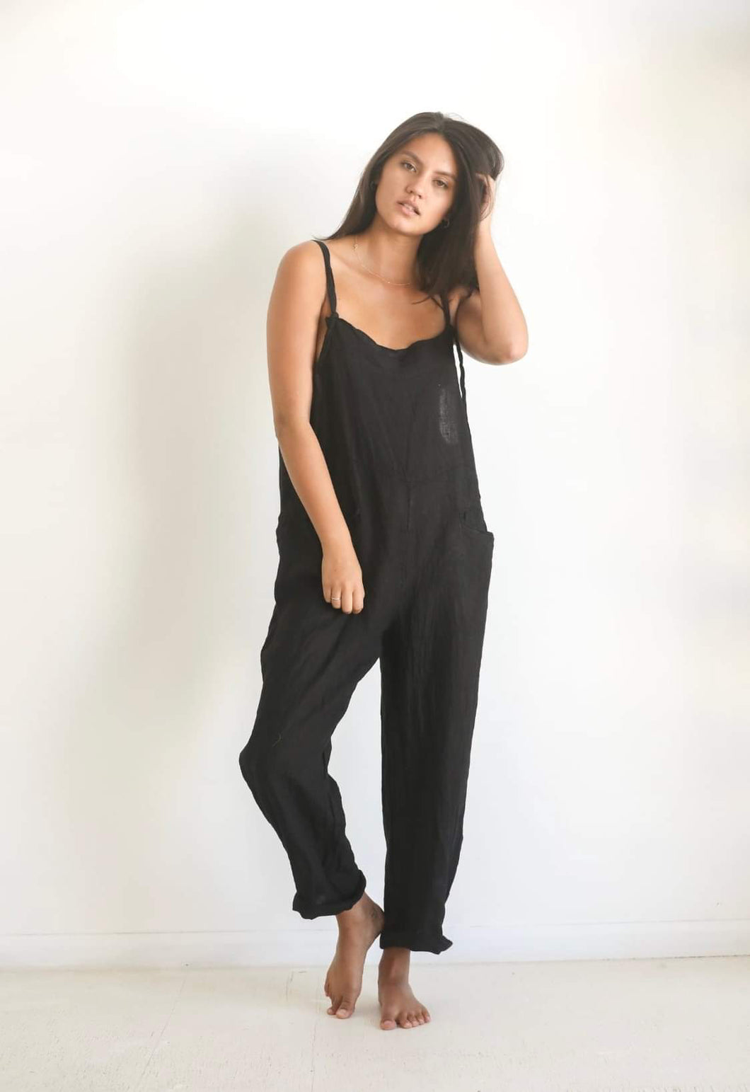 Heather Linen Overall Charcoal