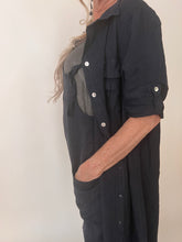 Josephine Linen Maxi Shirt Dress Black